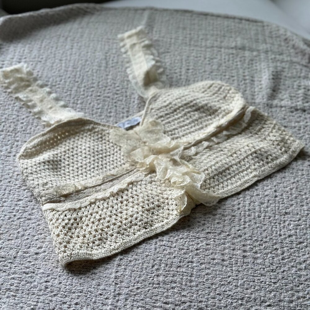 Zara Romantic Knit and Lace Top